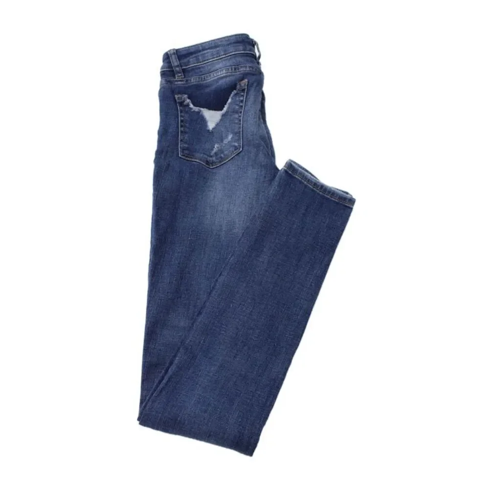 DL1961 Girls Cotton Chloe Skinny Ripped Ankle Jeans Blue Size 16